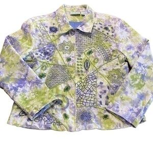 Vintage Patchington Jacket Tie Dye Beaded Embroidered Patchwork Women Size M